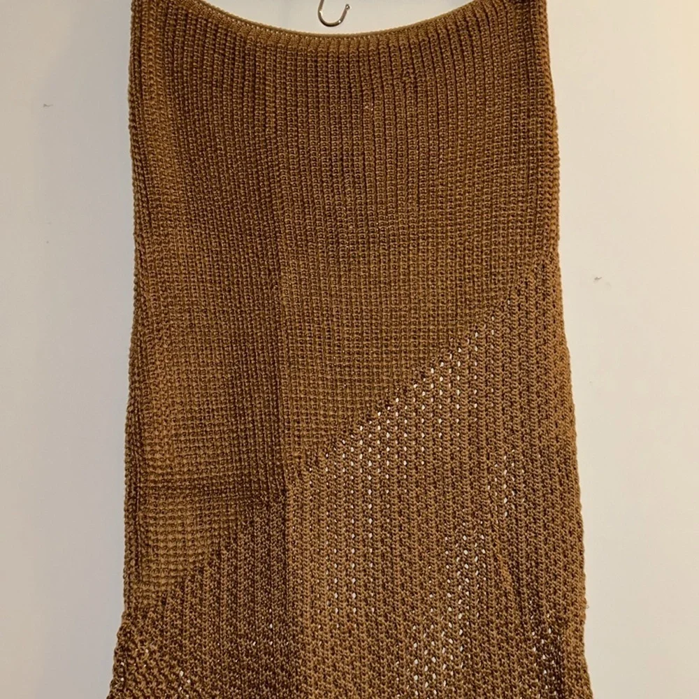 PrettyLittleThing Tan Crochet Maxi Beach Skirt Medium NWT